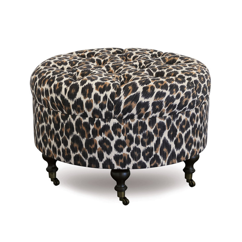 Eastern Accents Animale 29" Wide Tufted Round Animal Print Cocktail